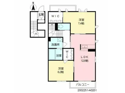 カトルボヌール三橋(2LDK/2階)の間取り写真
