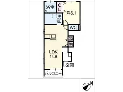 ダール・フルート(1LDK/1階)の間取り写真