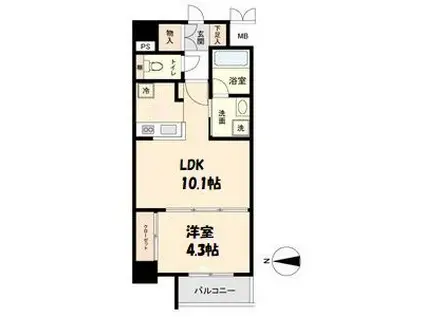 グラヴィス鶴舞(1LDK/2階)の間取り写真