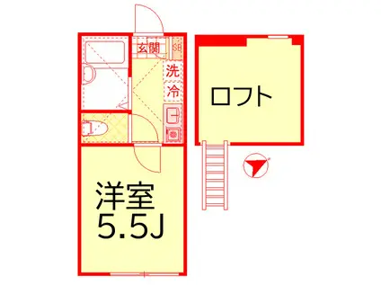 ベルフラッツ元住吉(1K/1階)の間取り写真