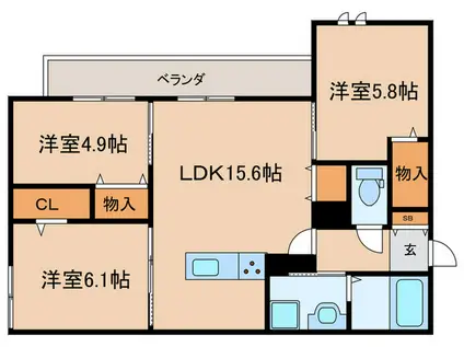 尼崎市南塚口町5丁目ヘーベル(3LDK/1階)の間取り写真