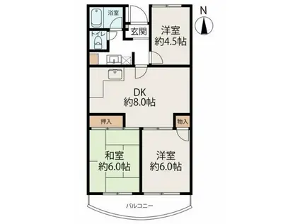 グリーンコーポ金田I(3DK/3階)の間取り写真