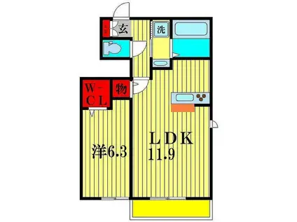 メゾン ド パルフェ C棟(1LDK/1階)の間取り写真