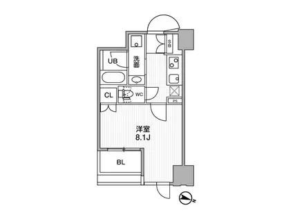東神田テラスレジデンス(1K/12階)の間取り写真