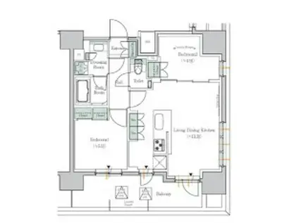 ONE ROOF RESIDENCE TAMACHIワンルーフレジデ(2LDK/14階)の間取り写真