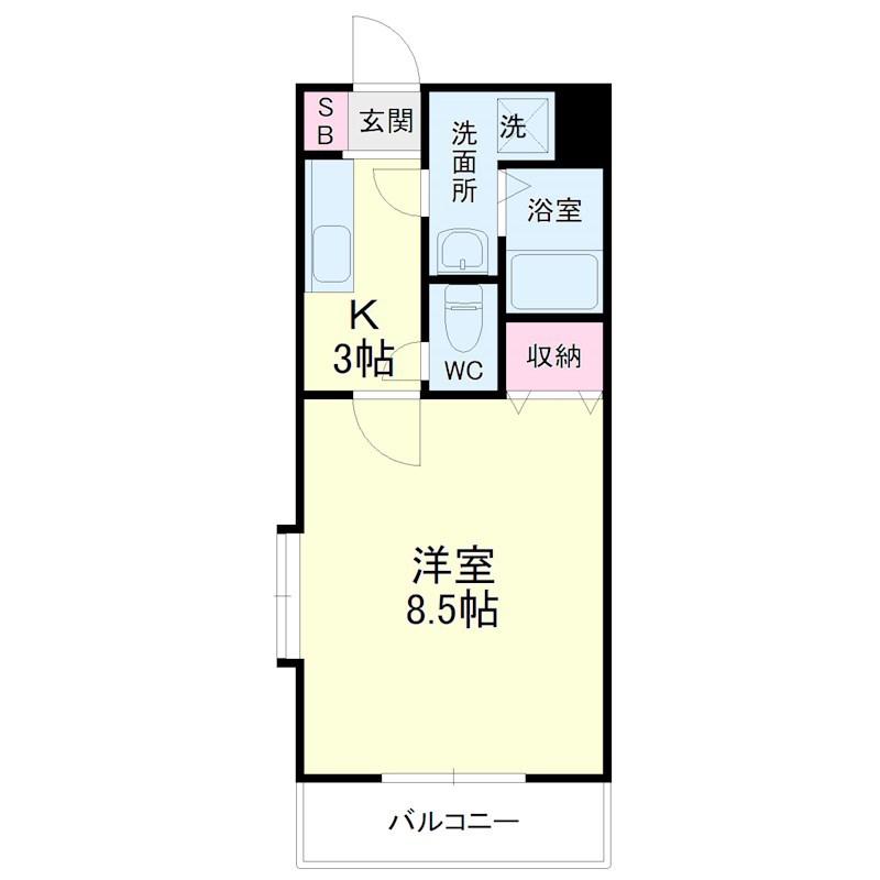 GRANDIR(1K/3階)の間取り写真