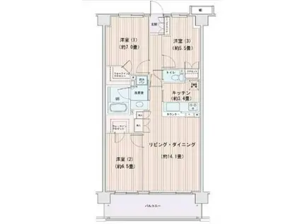 豊洲レジデンスD棟(3LDK/5階)の間取り写真