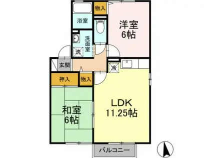 エンゼルハイムABCD(2LDK/2階)の間取り写真