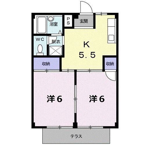 シティハイツヤマノ(2DK/2階)の間取り写真