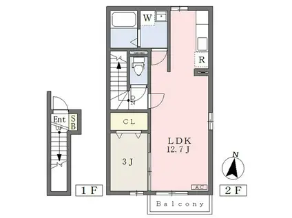 カンタービレ(1LDK/2階)の間取り写真