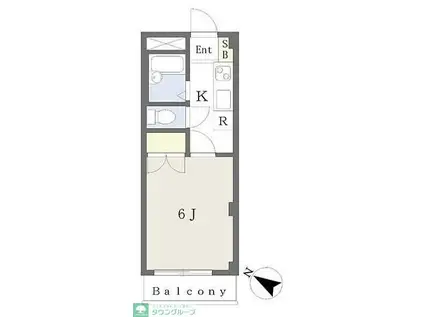 クロノス霞が関サウス(1K/2階)の間取り写真