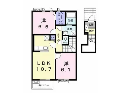 アンソレイユ(2LDK/2階)の間取り写真