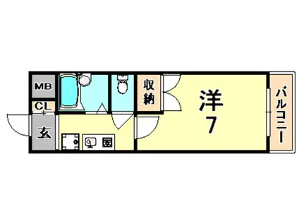 ソレイユ西宮(1K/2階)の間取り写真