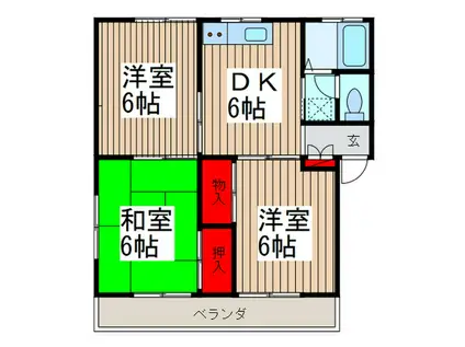 ハイツトウマC(3DK/2階)の間取り写真