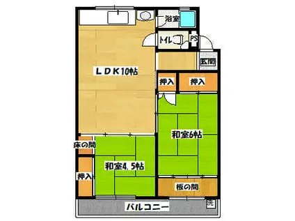 摂津マンションA棟(2LDK/2階)の間取り写真