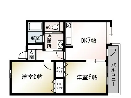 デュオブラウンA棟(2DK/2階)の間取り写真