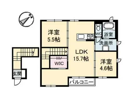 エクレール長楽寺A棟(2LDK/2階)の間取り写真