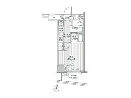 コスモグランス南品川(1K/9階)の間取り写真