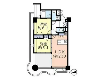グランヴァン両国(2LDK/4階)の間取り写真