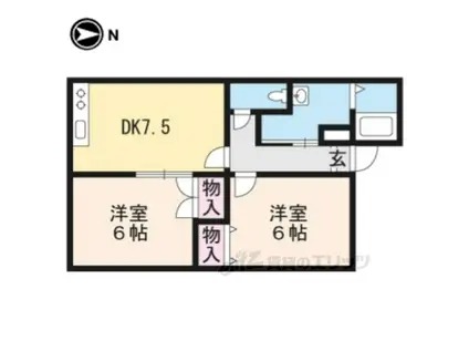 フレマリール若竹(2DK/2階)の間取り写真