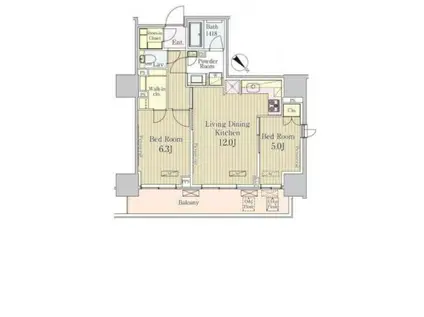 パークアクシス御茶ノ水ステージ(2LDK/14階)の間取り写真