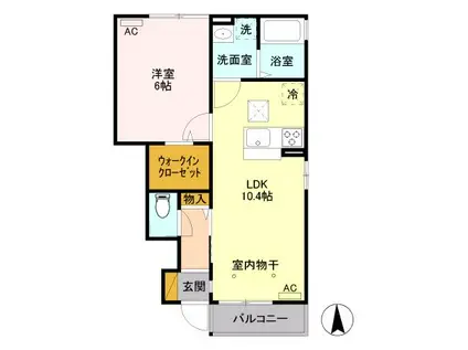 エバーグリーンB(1LDK/1階)の間取り写真