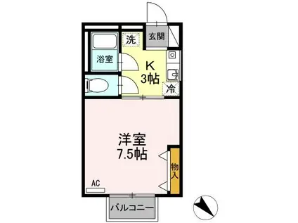 シャトル西春日B(1K/2階)の間取り写真