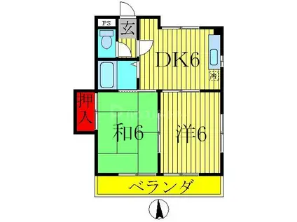 ロマネ北柏(2DK/2階)の間取り写真
