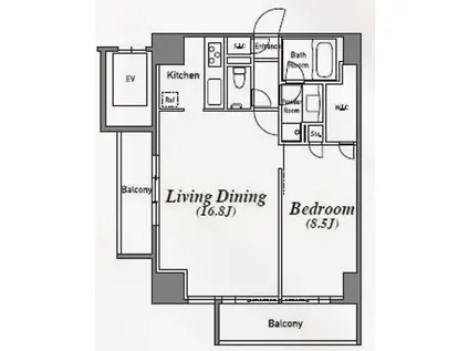 アジリア南麻布J`S(1LDK/9階)の間取り写真