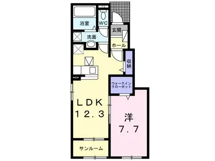 アクア ヒルズ(1LDK/1階)の間取り写真
