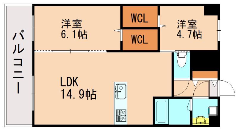 ARISTA箱崎(2LDK/7階)の間取り写真