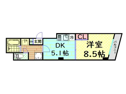 アマノール本田(1DK/3階)の間取り写真