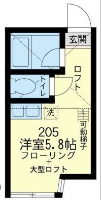 ユナイト藤崎エルカーノの杜(ワンルーム/2階)の間取り写真