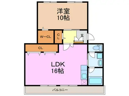 ファミール豊明(1LDK/4階)の間取り写真