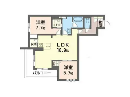 コン・フィオーレ(2LDK/3階)の間取り写真