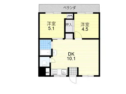 リアライズ玉出(2LDK/2階)の間取り写真