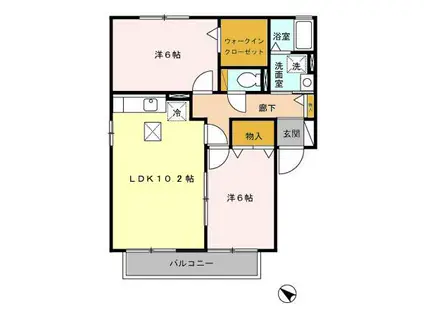 ROYAL WING C棟(2LDK/1階)の間取り写真