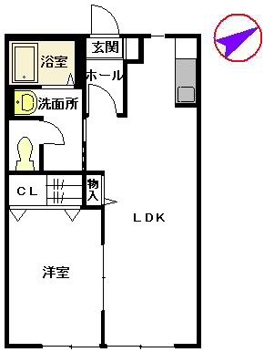 ブライトン麦野A(1LDK/1階)の間取り写真