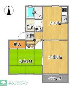 ハイツKATO(2DK/2階)の間取り写真
