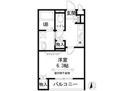 サニーサイド旗の台(1K/1階)の間取り写真