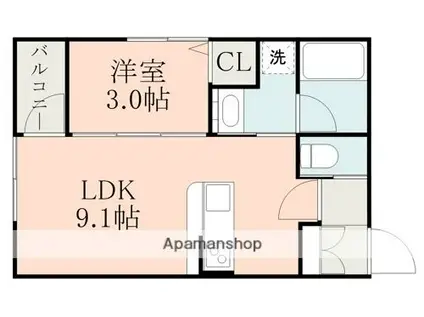 TSCASK小山(1LDK/1階)の間取り写真