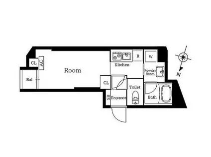 プレニーズ護国寺PREMIER(ワンルーム/1階)の間取り写真