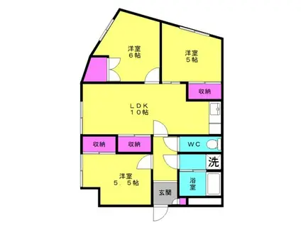 サングレース荒井(3LDK/3階)の間取り写真