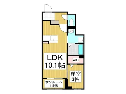 フリージア(1LDK/1階)の間取り写真