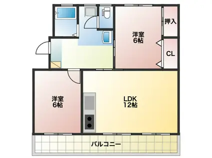 クローバーヒルマンション(2LDK/1階)の間取り写真