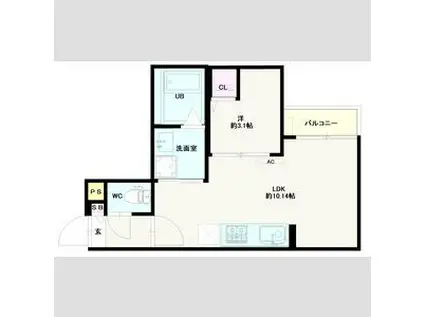 JACK SHUKUCHIII(1LDK/2階)の間取り写真