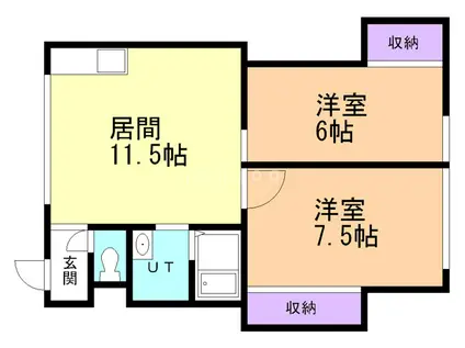 リブレリー平新田(2LDK/1階)の間取り写真