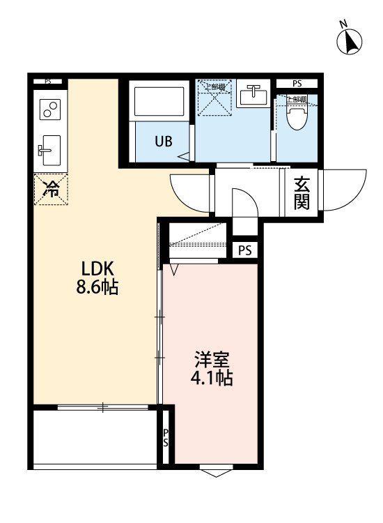 ベルタ検見川(1LDK/1階)の間取り写真