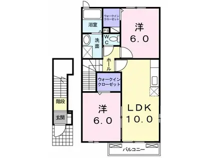 プロメナーデ(2LDK/2階)の間取り写真