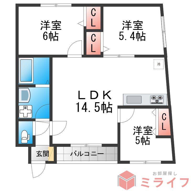 HIT KITATANABE SIX(3LDK/2階)の間取り写真